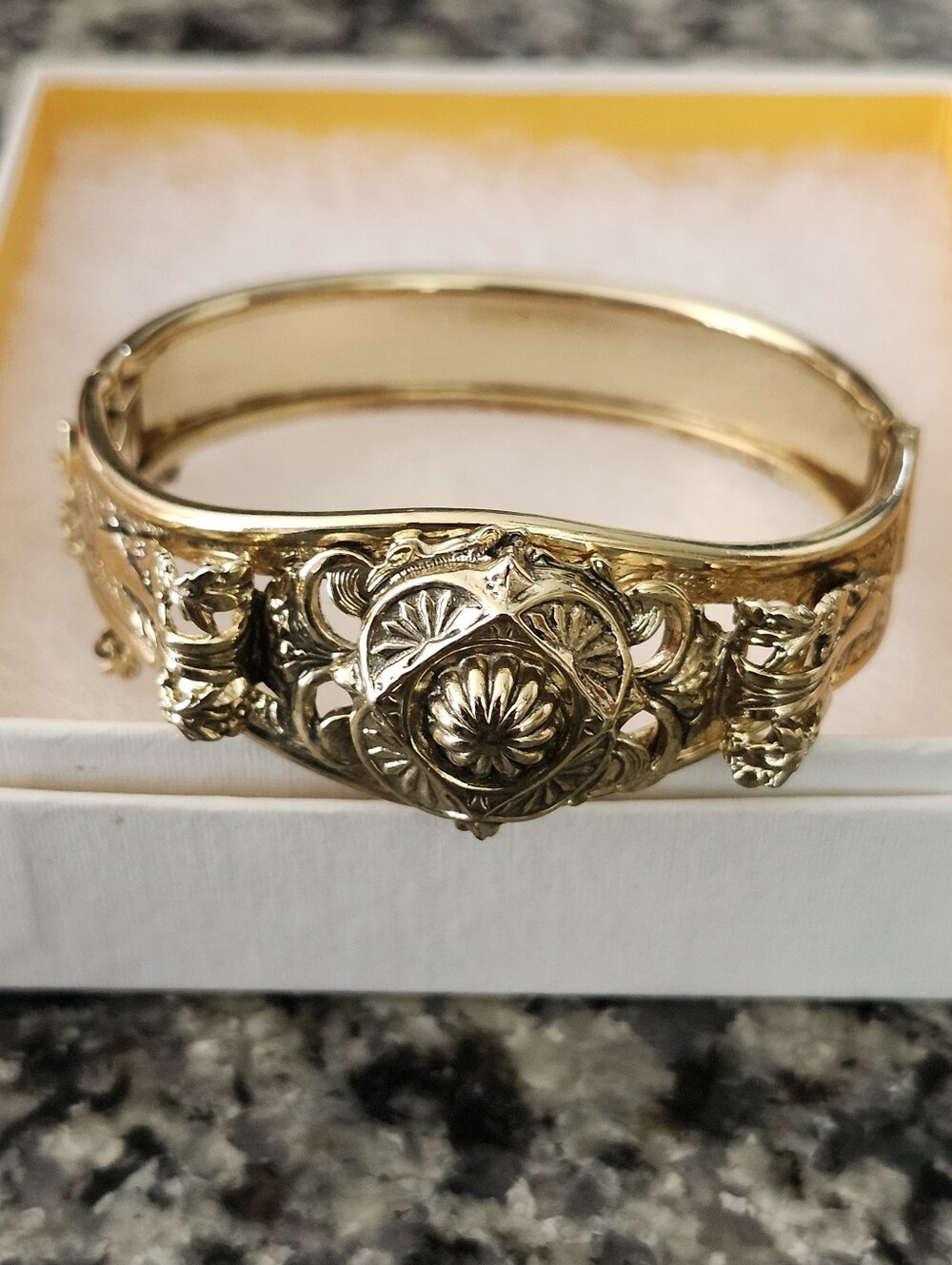 Gold-Tone Ornate Women's Bangle Bracelet